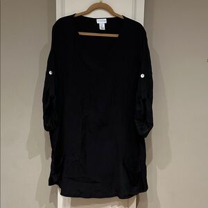 Soft Surroundings Black Tunic with Button Sleeves